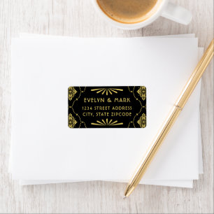 Vintage Black Gold Art Deco Wedding Return Address Label