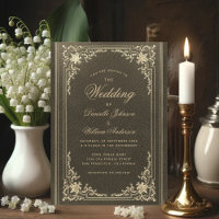 Vintage Black Gold Elegant Calligraphy Wedding