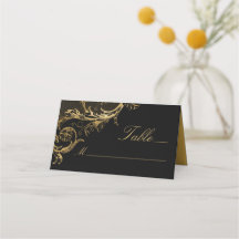 Vintage Black Gold Floral Damask Wedding