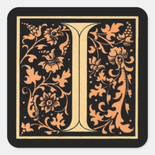 Vintage Black & Gold Letter ‘I’ - Sticker