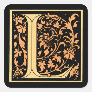 Vintage Black & Gold Letter ‘L’ - Sticker
