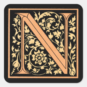 Vintage Black & Gold Letter ‘N’ - Sticker