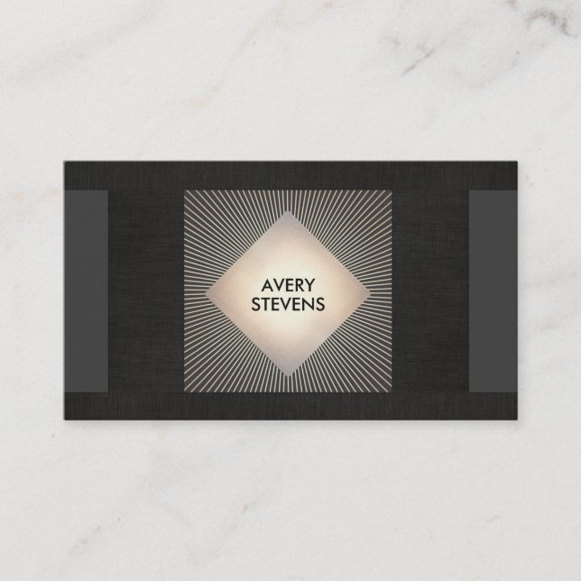 Vintage Black Gold Sunburst Professional Designer Business Card (Front)