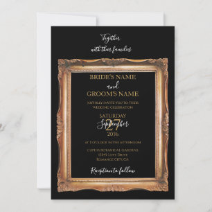 Vintage Black & Gold Wedding Invitation