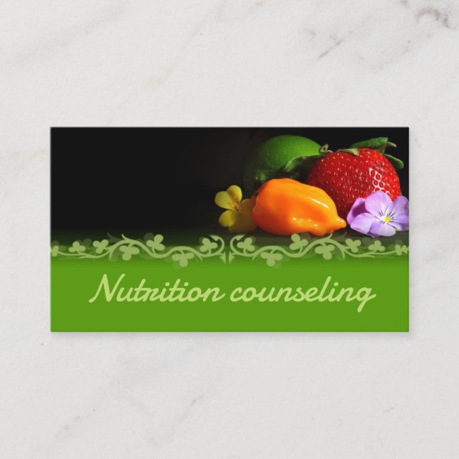 Vintage Black & Green Healthy Life/Nutrition Card (Front)