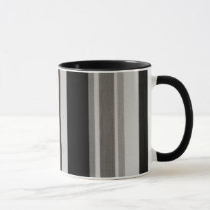 Vintage Black Grey Patterns Stripes Mug