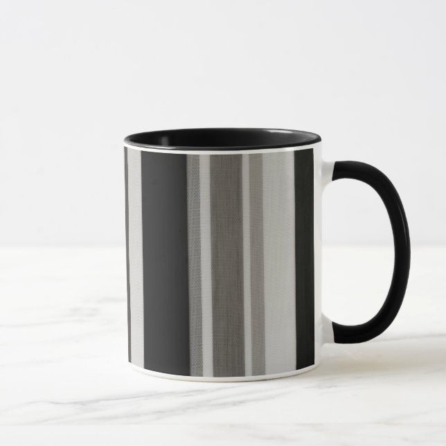 Vintage Black Grey Patterns Stripes Mug (Right)