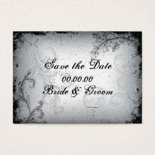 Vintage black grey scroll leaf Save the Date