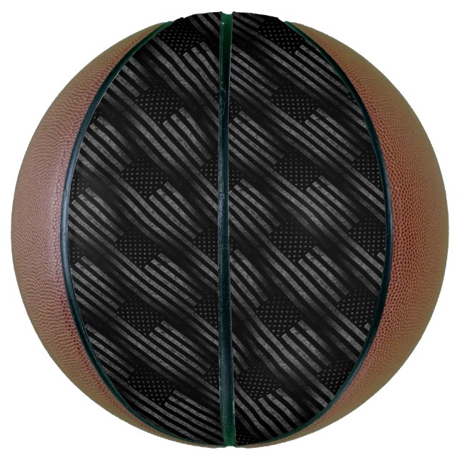 Vintage Black Grunge American Flag Pattern Basketball (Vertical)