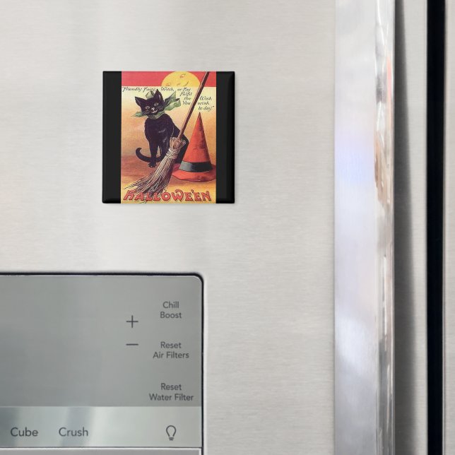 Vintage Black Halloween Cat Magnet (In Situ (Fridge))