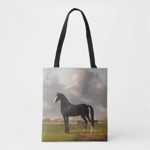 Vintage Black Horse with a Blaze Tote Bag