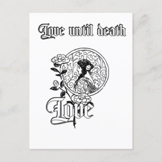Vintage black ink tattoo with text LOVE    Postcard
