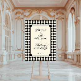 Vintage Black Ivory Old Money Wedding Welcome Sign