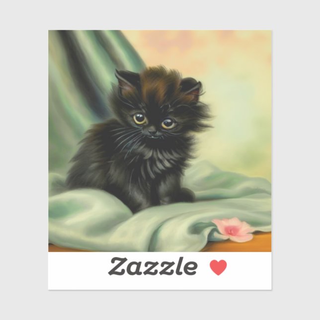Vintage Black Kitten Illustration (Sheet)