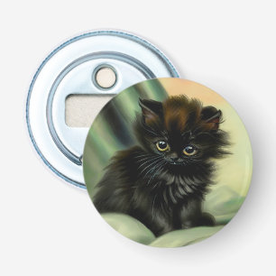 Vintage Black Kitten Illustration Bottle Opener