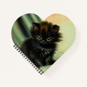 Vintage Black Kitten Illustration Notebook