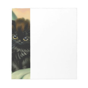 Vintage Black Kitten Illustration Notepad