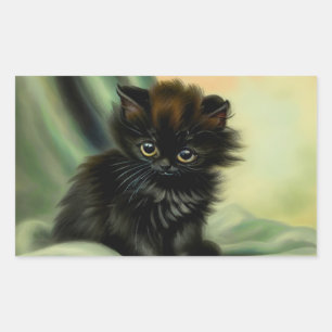 Vintage Black Kitten Illustration Sticker