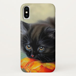Vintage Black Kitten with Red Flower Blanket Case-Mate iPhone Case