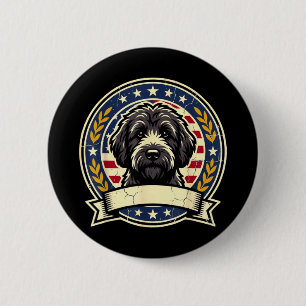 Vintage Black Labradoodle Dog Retro Art Design for 2 Inch Round Button