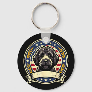 Vintage Black Labradoodle Dog Retro Art Design for Keychain