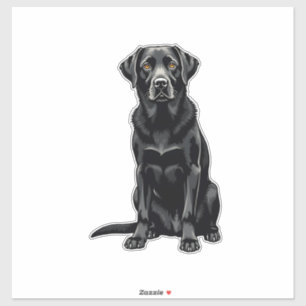 Vintage Black Labrador Retriever Dog Portrait Illu