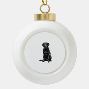 Vintage Black Labrador Retriever Dog Portrait Illu Ceramic Ball Christmas Ornament