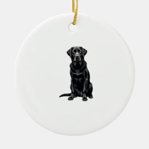 Vintage Black Labrador Retriever Dog Portrait Illu Ceramic Ornament