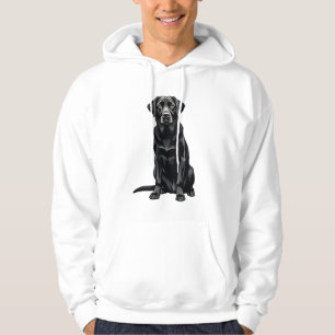 Vintage Black Labrador Retriever Dog Portrait Illu Hoodie