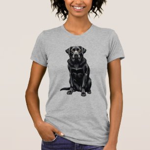 Vintage Black Labrador Retriever Dog Portrait Illu T-Shirt