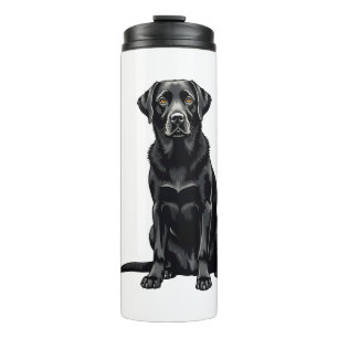 Vintage Black Labrador Retriever Dog Portrait Illu Thermal Tumbler