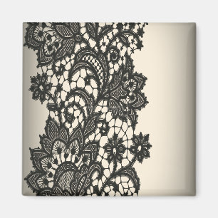 Vintage black Lace beige Paris Fashion Magnet