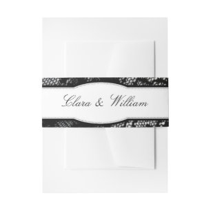 Vintage Black Lace Medallion Wedding Invitation Belly Band