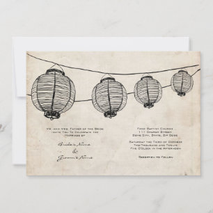 Vintage Black Lanterns Wedding Invitation