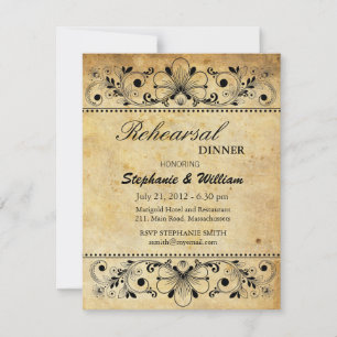 Vintage Black Motif Rehearsal Dinner Card