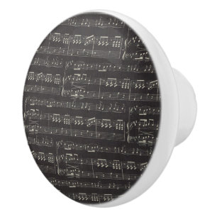 Vintage black music note Pattern Musician   Ceramic Knob
