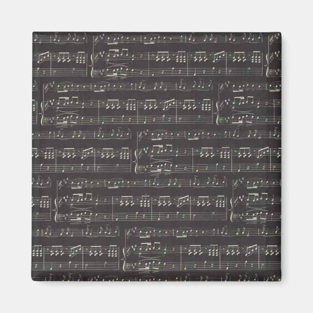 Vintage black music note Pattern Musician  Magnet (Front)