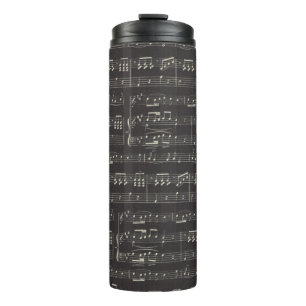 Vintage black music note Pattern Musician Thermal Tumbler