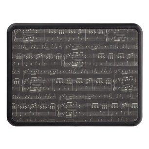 Vintage black music note Pattern Musician Trailer Hitch Cover