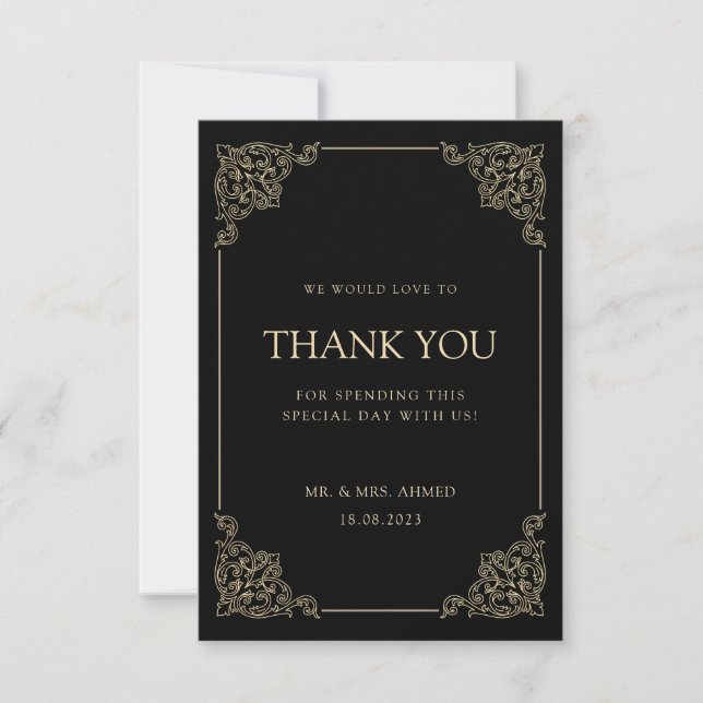 Vintage Black Muslim Wedding Thank You Card (Front)
