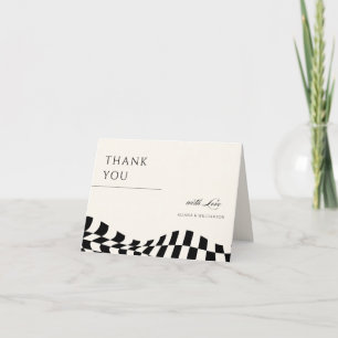 Vintage Black Old Money Chequered Pattern wedding Thank You Card