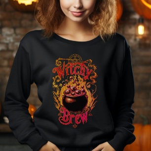 Vintage Black Orange Women Witch Halloween Costume Sweatshirt