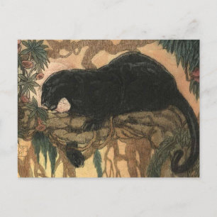 Vintage Black Panther Cat Postcard