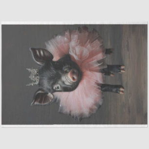 Vintage Black Pig Pink Tutu Decoupage  Tissue Paper