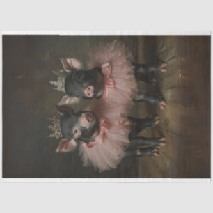 Vintage Black Pigs in Tutu's Decoupage  Tissue Paper