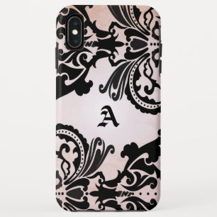 Vintage Black Pink Damask Personalized iPhone XS Max Case