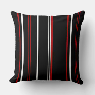 Vintage Black Red and White Stripes Throw Pillow