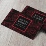 Vintage Black Red Floral Line Art Beauty Salon Spa Business Card<br><div class="desc">Vintage Black Red Floral Line Art Beauty Salon Spa Business Cards.</div>