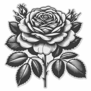 Vintage Black Rose Botanical Illustration