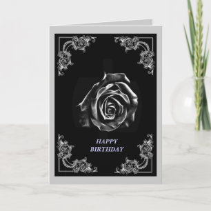 Vintage Black rose on black backround Card